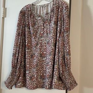 Loft Lined Smocked-Sleeve Blouse - Size XL